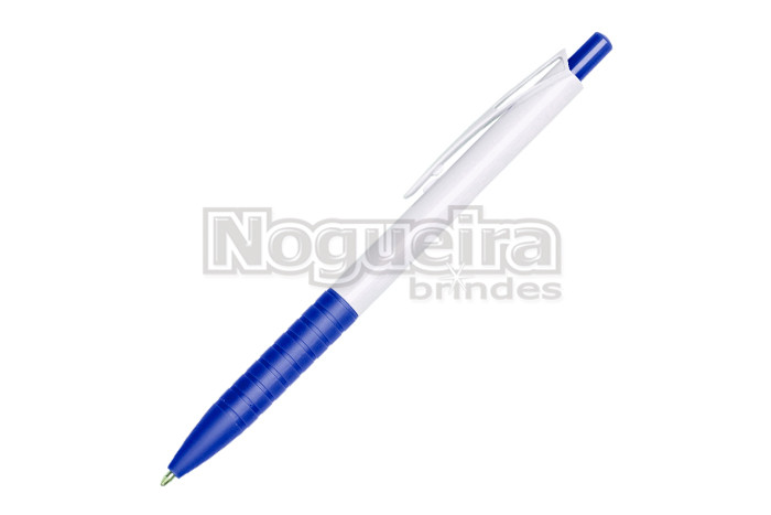Caneta Plástica Branca com Detalhe Colorido Personalizada