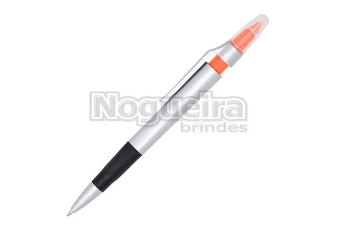 Caneta Plástica com Marca Texto