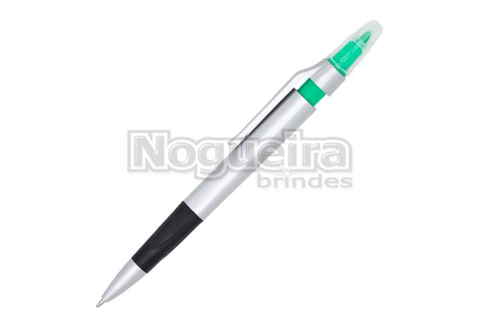 Caneta Plástica com Marca Texto