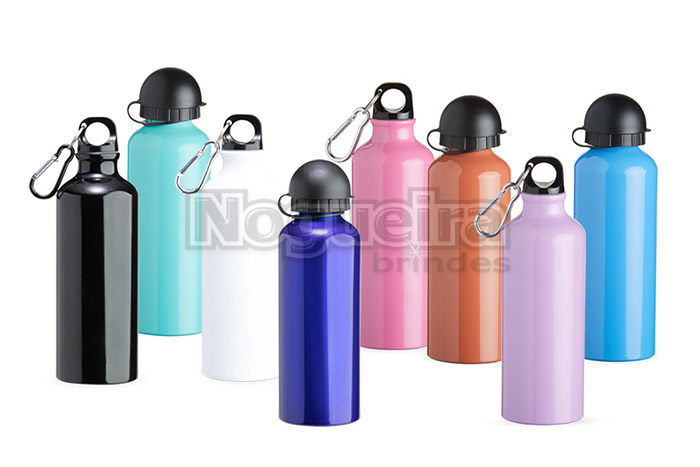 Squeeze Alumínio 500ml com Mosquetão Personalizado para Brindes
