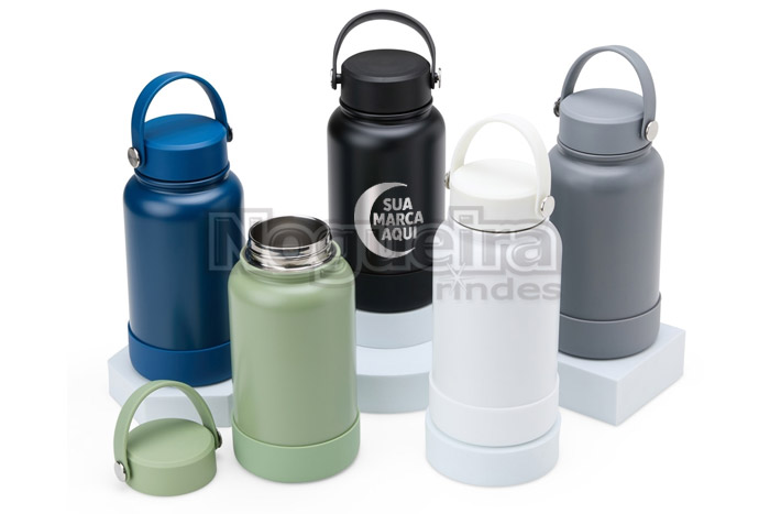 Garrafa Térmica com Alça de Silicone Personalizada