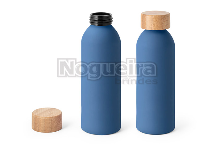 Garrafa com Tampa em Bambu Personalizada