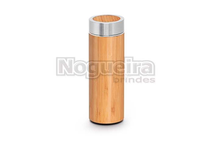 Garrafa Térmica com Revestimento em Bambu Personalizada