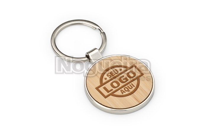 Chaveiro Metal e Bambu com Logo