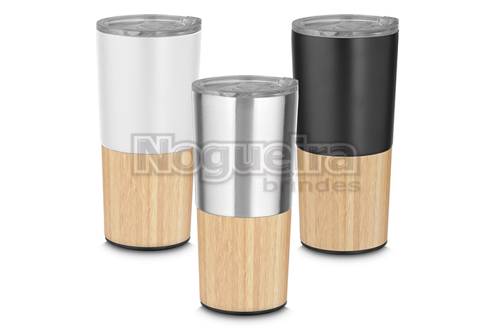 Copo Térmico com Detalhe em Bambu