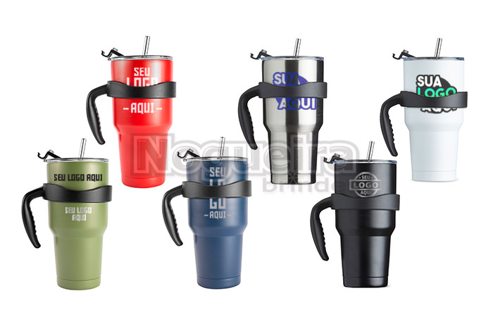 Caneca Térmica com Canudo Personalizada
