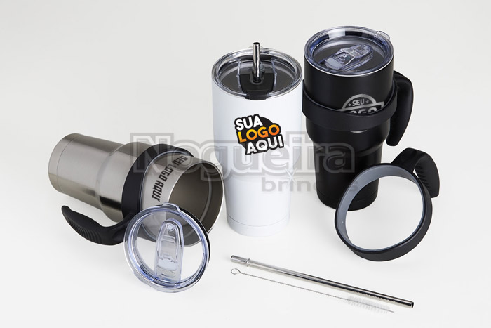Caneca Térmica com Canudo Personalizada
