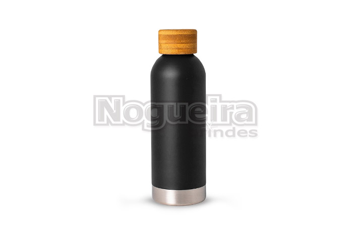 Garrafa Térmica com Tampa de Bambu Personalizada