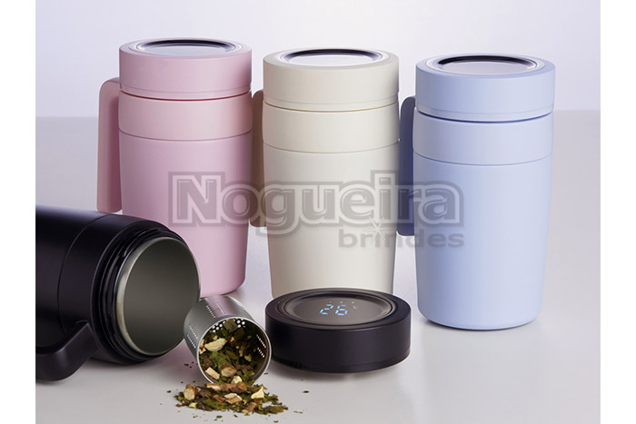 Caneca Térmica com Display Led Digital Personalizada